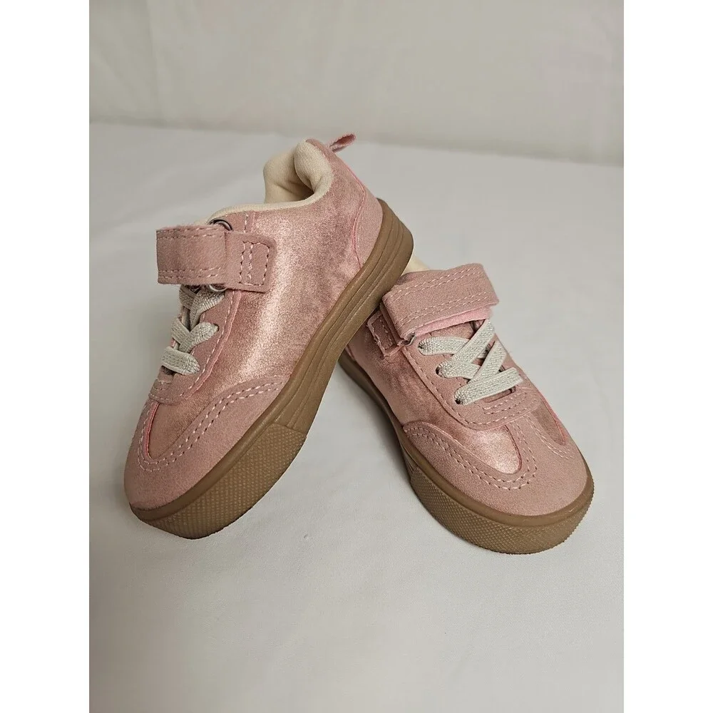 OshKosh B'gosh Baby Girls Pink Sneakers Shoes Size 4M Hook & Loop